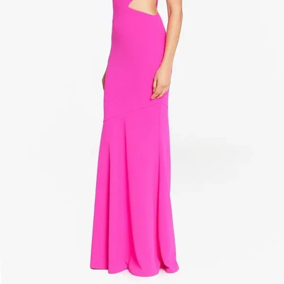 BETSY & ADAM One-Shoulder Side-Cutout Gown Pink Size 4 - Picture 6 of 6